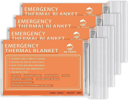 Thermodeken voor Overleven en Camping - 4-pack Mylar Dekens