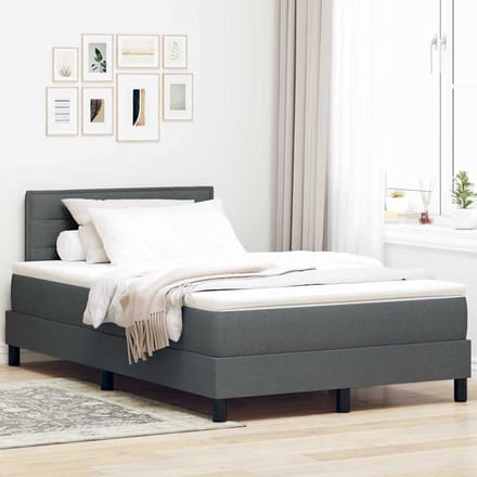 vidaXL - Boxspring - bed - met - hoofdeinde - Donkergrijs - 120 - x - 200 - cm - Stof