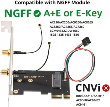 Netwerkkaart Adapter - PCI Express Uitbreiding - Desktop Verbindingen - Drie Band Antenne - 12cm Houder - Zwart