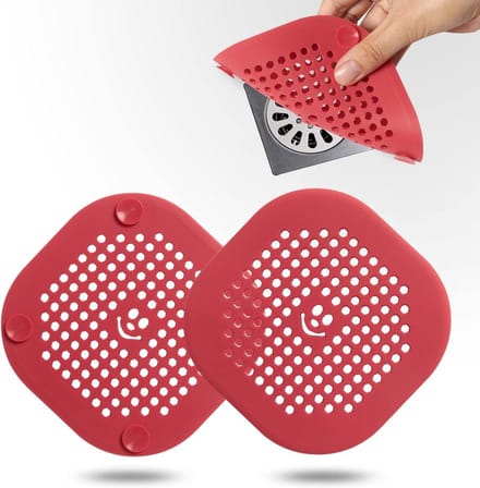 Afvoer Haarvanger - Douche Stopper - Voorkom Verstopping - Duurzaam Siliconen - Set van 2 - Rood