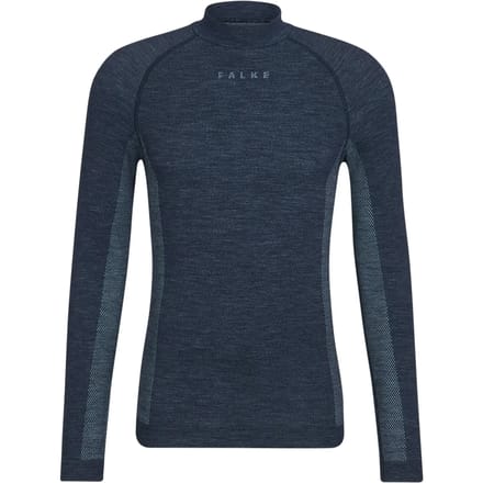 FALKE Wool-Tech Zip Neck sneldrogend wol functioneel functioneel shirt met lange mouwen heren blauw - maat M