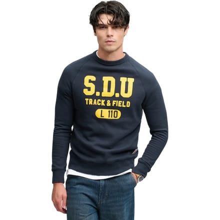 Superdry Ath Felt Applique Relaxed Crew Sweatshirt Blauw 2XL Man