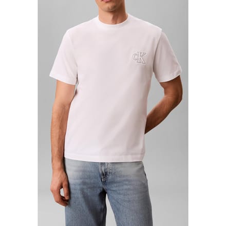 Calvin Klein Ss 30s Jersey Easy Monogram Tee Bright White Taglia: M | Magliette basic Outlet | Uomo | Bianco