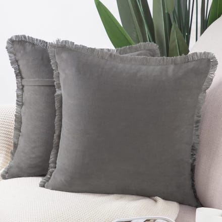 Set van 2 Kort Suède Kussenslopen 45x45 cm - Zacht en Decoratief voor Sofa en Slaapkamer - Grijs