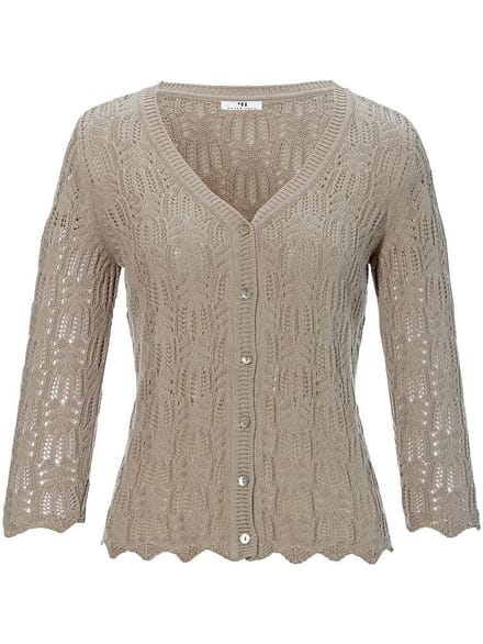 Vest 100% katoen in ­ajourbreisel Van Peter Hahn beige