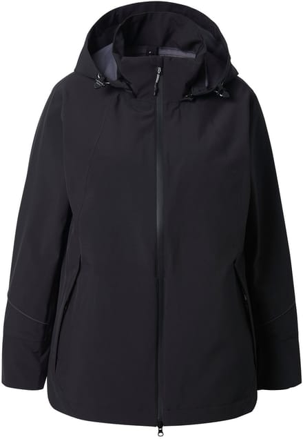 Ulla Popken - Dames - Performance-jas waterdicht capuchon 2-wegrits - Zwart - Maat 42+