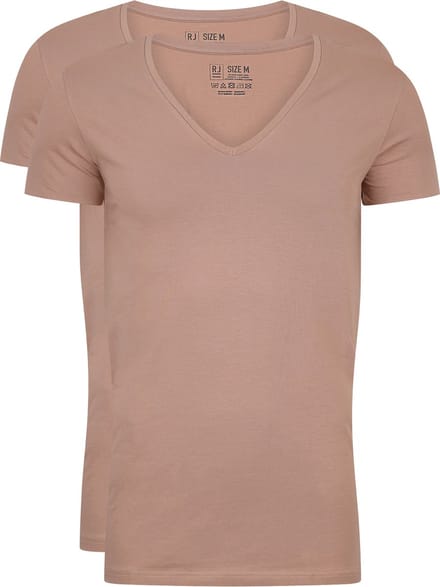 RJ Everyday 2-Pack Nijmegen T-Shirt Diepe V-Hals Zand M