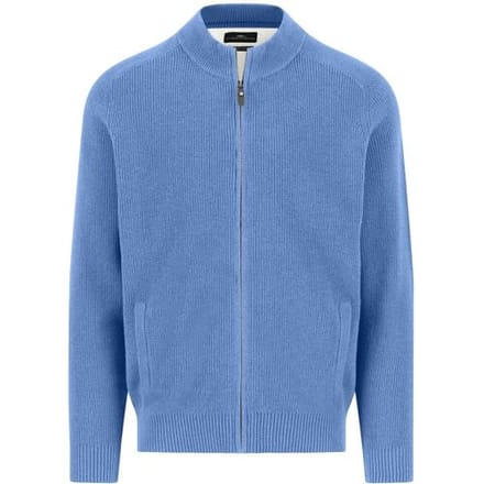 Fynch-Hatton Vest Stand-Up Zip Collar Supersoft Subtle Texture Cotton Crystal Blue / male