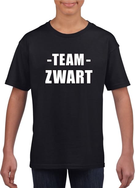 Sportdag team zwart shirt kinderen 146/152