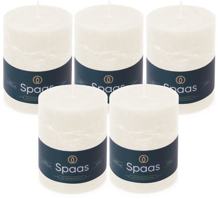 Spaas Rustieke Stompkaarsen - Wit – 80/110mm - circa 65 uur - 5 kaarsen