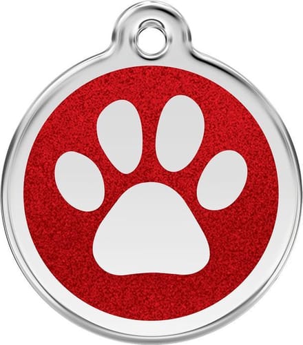 Red Dingo Hondenpenning 20 mm pootje glitter rood