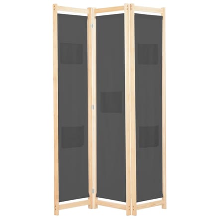 vidaXL - Kamerscherm - met - 3 - panelen - 120x170x4 - cm - stof - grijs