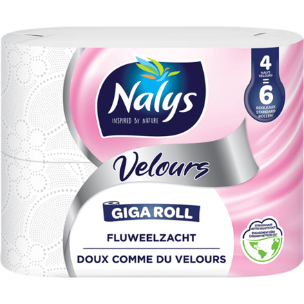 Nalys Velours 3-laags 4=6 maxirol toiletpapier