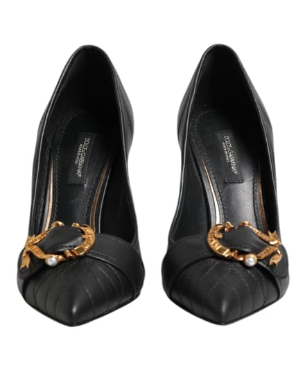 Dolce & Gabbana Zwarte Devotie Leren Hakken Pumps Schoenen