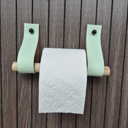 Leren toiletrol houder mint groen 4cm breed en 30cm lang