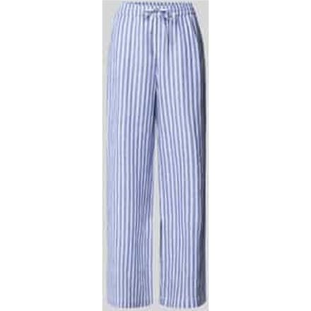 broek met rechte pijpen van linnen met elastische band