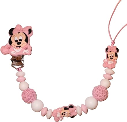 Speenkoord met Minnie ® – Dubbele Draad - baby roze