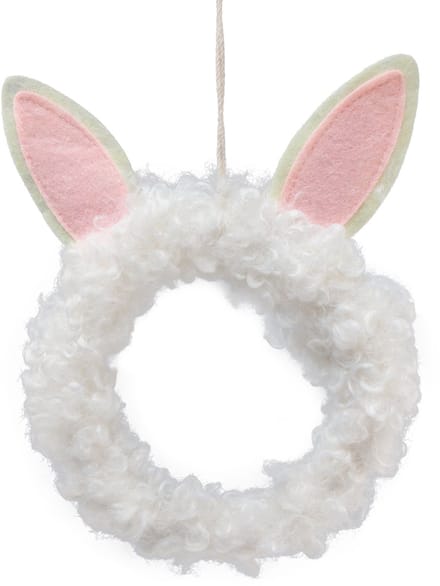 Paasdecoratie decoratieve ring konijnenoren deurdecoratie wit Ø13cm 4s