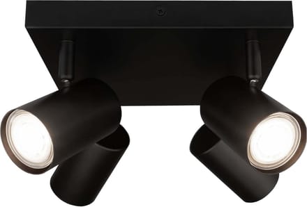 Ledvion LED Plafondspot Zwart 4-lichts Vierkant GU10 3W neutraal wit