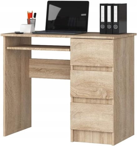 Bureau met Laden - Werktafel - Thuiswerken - Uittrekbaar Toetsenbordblad - 90x77x50cm - Sonoma Eik