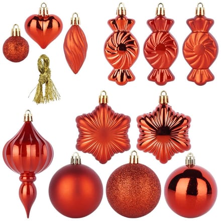 Vilde Christmas Classic - Kerstdecoratieset - 32 stuks - Onbreekbaar - Rood