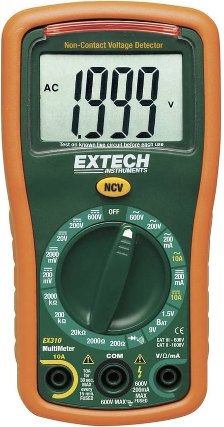 Extech EX310 - multimeter - CAT III 600V - contactloze spanningsdetector