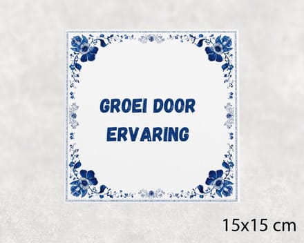 Spreuk tegel 15x15 cm Groei door ervaring
