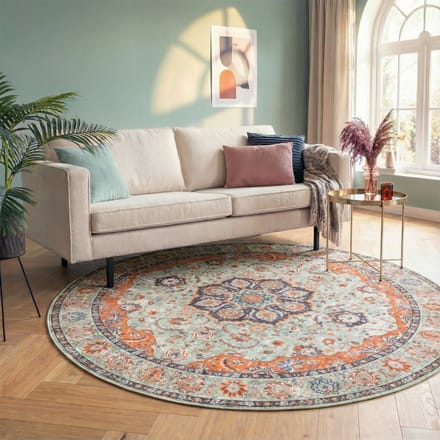 FRAAI Rond vintage vloerkleed - Imagine Medaillon Groen | Rijk - Ø 100cm