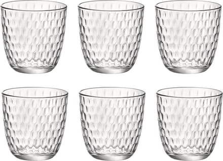 Bormioli Rocco Drinkglazen Drops - waterglazen - helder transparant - glas - set 6x stuks - 290 ml - gekleurd glas - stapelbaar