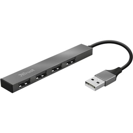 Trust USB-Hubs, Schnittstellen-Verteiler 23786 USB-hub 4 poorten USB-A USB 2.0 480 MBit/s Met aluminium behuizing