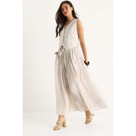 V-hals Vest en Maxi Rok Tweedelige Set