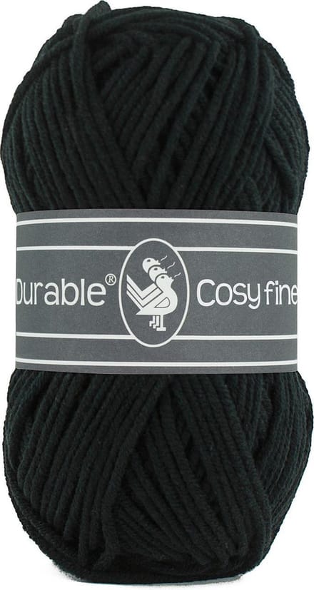 Durable Cosy Fine - acryl en katoen garen - black, zwart 325 - 5 bollen