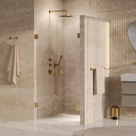 Brauer Void - Pendeldeuren - Helder Glas - 100 x 200 cm - incl. Glascoating - PVD Goud Geborsteld
