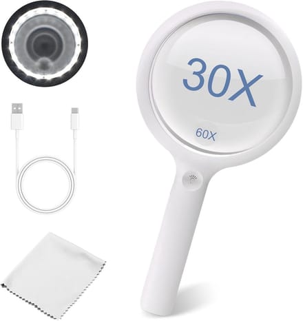 Vergrootglas met Licht 30x 60x USB Oplaadbaar voor Senioren Lezen en Inspectie