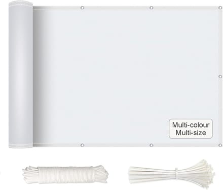 Balkonpaneel - Privacy scherm - Buitenruimte afschermen - Waterafstotend polyester - 50 x 950 cm - Wit