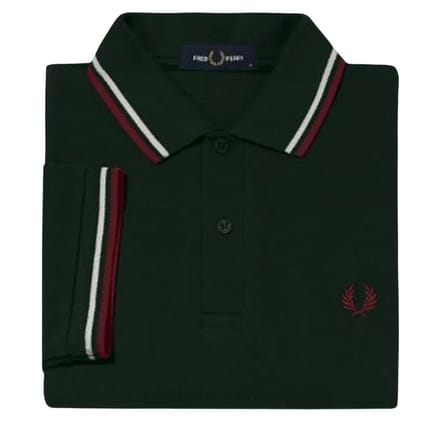 Fred Perry Herenpoloshirt met dubbele kraag (Donkergroen)