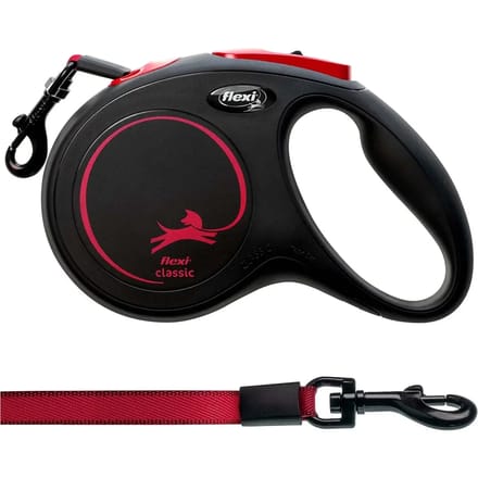 Flexi Classic lint M 5 meter zwart/rood