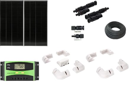 Compleet 200W Zonnepaneel set - Shingled celtechnologie - 12V - daglichtpaneel - Met MC4 connectoren - Voor camper, boot, caravan, accu, etc - Met Nederlandse handleiding