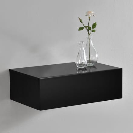 Wandplank met lade zwevend 46x30x15 cm zwart glanzend