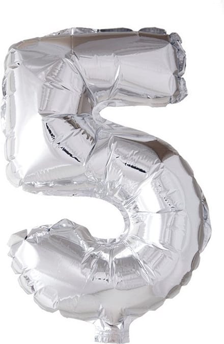 New Age Devi - Folieballon 5-jaar zilver 41cm