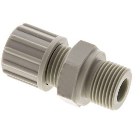 10x4mm & G3/8'' PP Rechte Knelfitting Buitendraad 10bar Kunststof en Polyamide