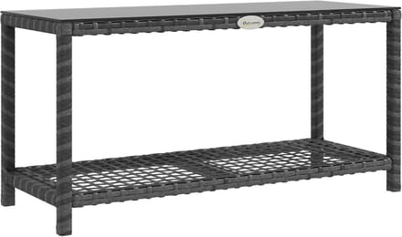 Rechthoekige Tuin Bijzettafel van Polyrotan met Gehard Glas