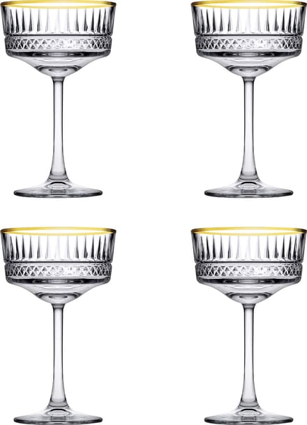 Pasabahce Champagneglazen Elysia - goud - 4x - 260 ml - kristalglas - coupe glazen