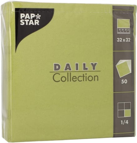 14x 50 Servetten DAILY Collection 1/4 vouw 32 cm x 32 cm olijfgroen