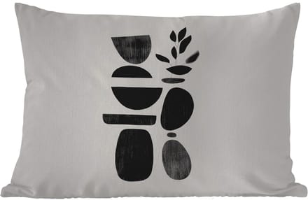 Buitenkussens - Tuin - Japandi - Zwart - Abstract - 50x30 cm