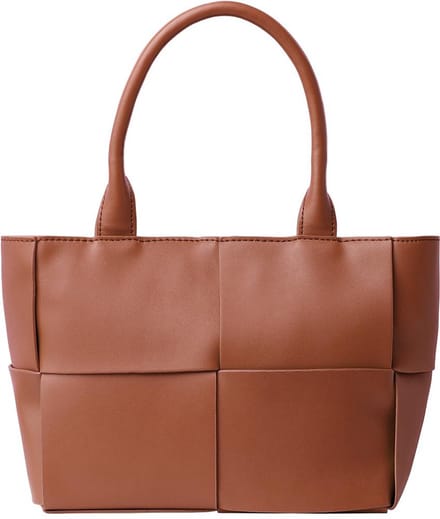 Zwarte handtas met geweven look - vierkanten - met schouderriem