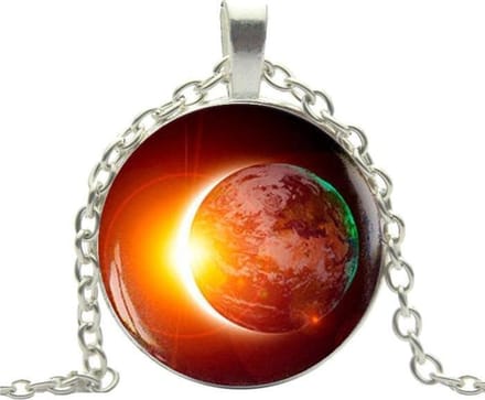 Fako Bijoux® - Ketting - Cabochon - Heelal - Rood
