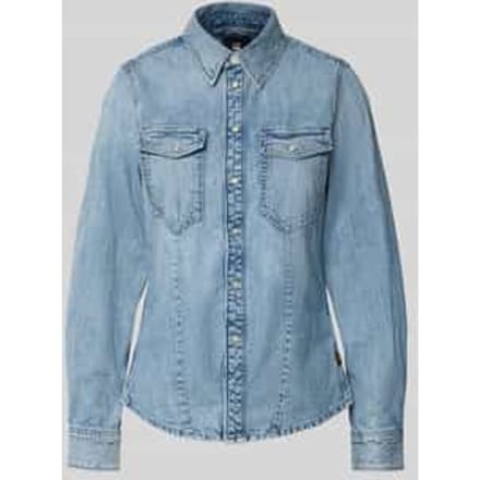 Slim fit jeansblouse met borstzakken