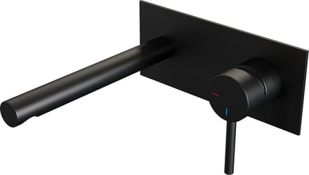 Brauer Black Edition inbouw wastafelmengkraan met rechte uitloop en afdekplaat model A1 mat zwart