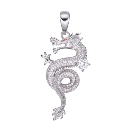 Juwelier Zwartevalk zilveren (gerhodineerd) draak hanger - 24.290